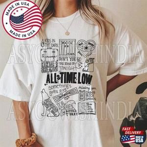 All Time Low Song Doodler T-Shirt Rock Band Shirt Classic Unisex